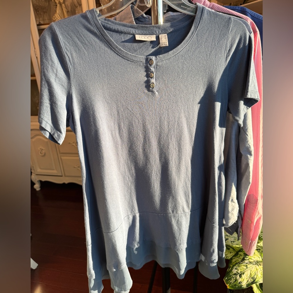 LOGO Blue Short Sleeve Top